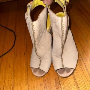 Coach Cream Peep-Toe Ankle Heels